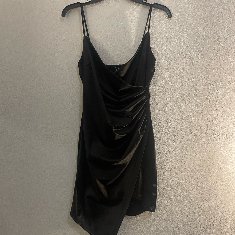 Windsor Black Asymmetrical Draped Dress
